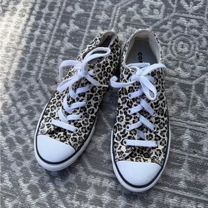 Converse Leopard Print Kids Shoes with White Laces